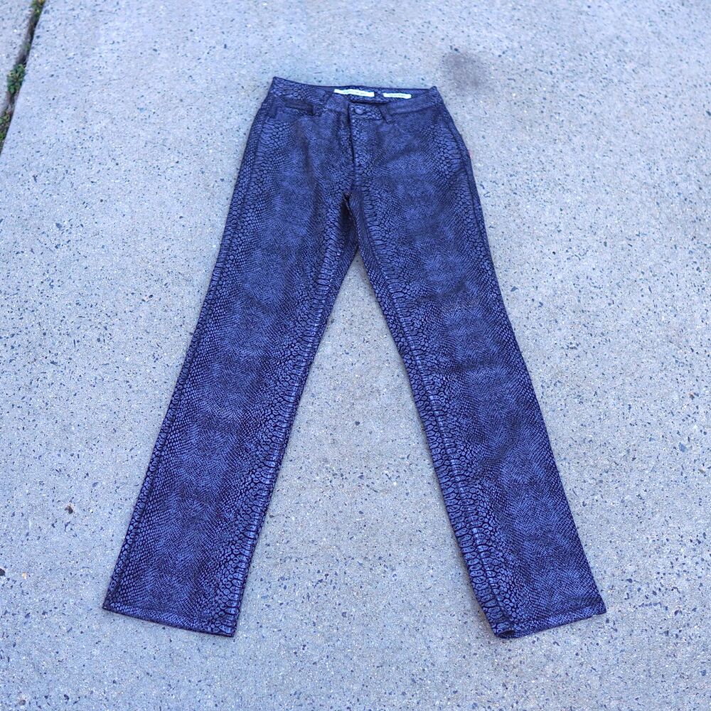 Jones New York Snakeskin Print Jeans 6 Mid Rise Straight Leg Gray Python Denim